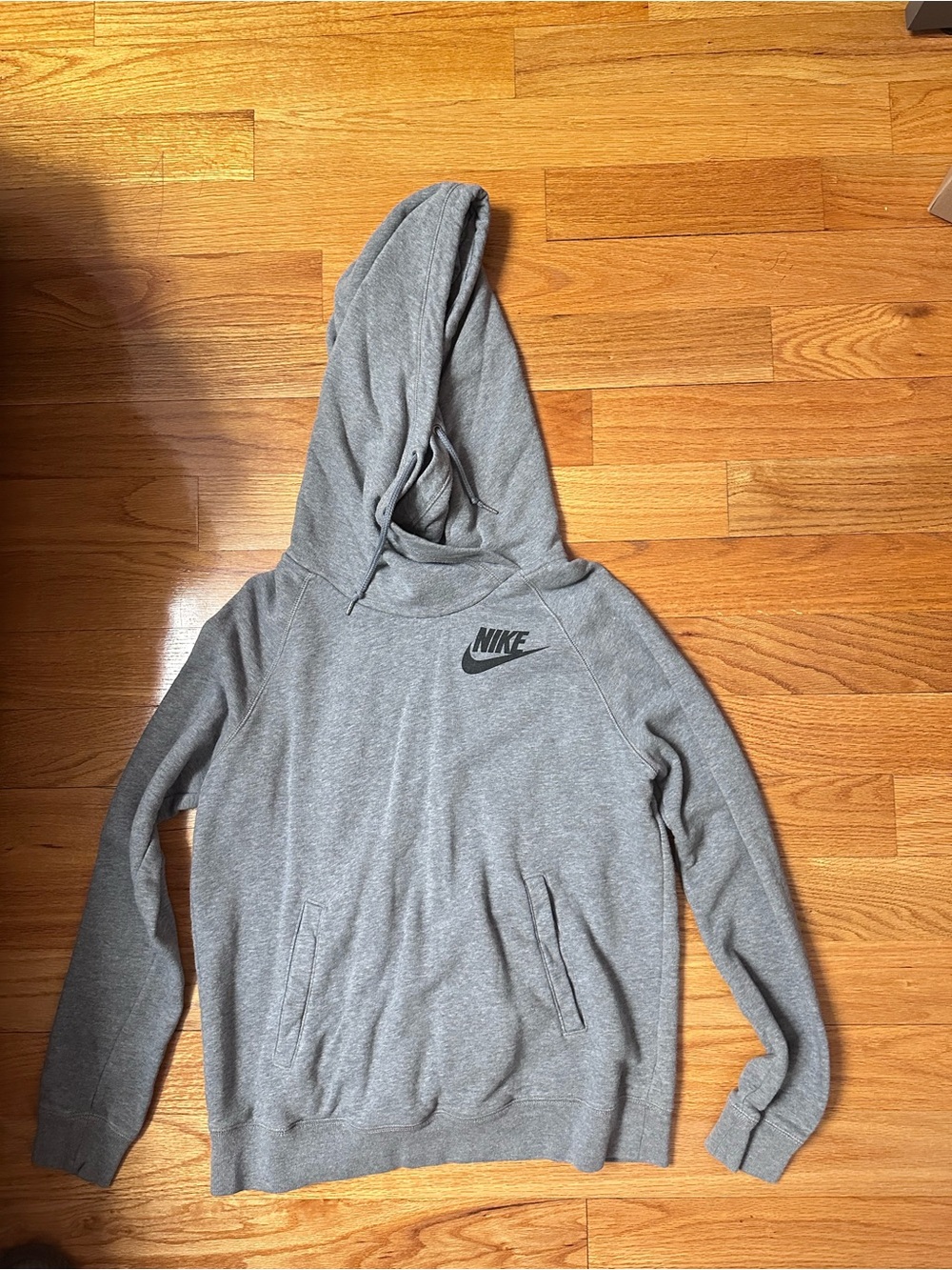 Nike Grey Hooded Pullover with Black Swoosh